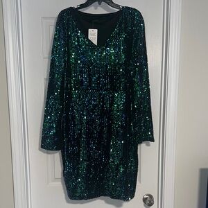 Involand Green and Blue Elegant Dress